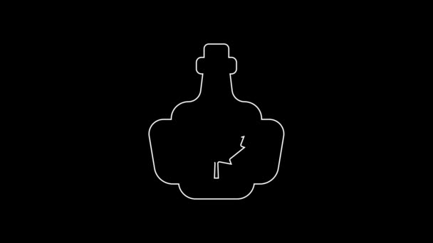 White Line Bottle Maple Syrup Icon Isolated Black Background Video — Video Stock