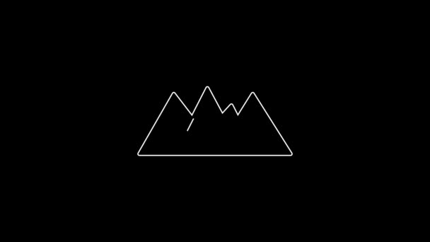 White Line Canadian Landscape Mountains Lake Icon Isolated Black Background — Vídeo de Stock