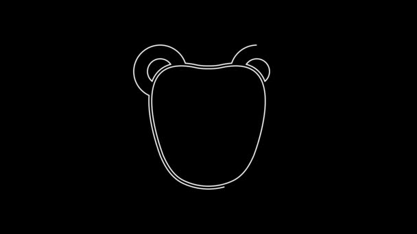 白线熊头部图标孤立在黑色背景 4K视频运动图形动画 — 图库视频影像