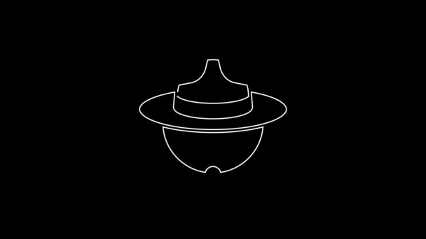 White Line Canadian Ranger Hat Uniform Icon Isolated Black Background — Vídeo de stock