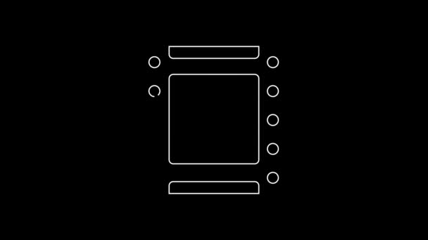Weiße Linie Abspielen Video Symbol Isoliert Auf Schwarzem Hintergrund Filmstreifenschild — Stockvideo