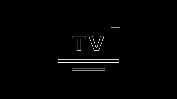 Línea Blanca Smart Icono Aislado Sobre Fondo Negro Señal Televisión — Vídeos de Stock