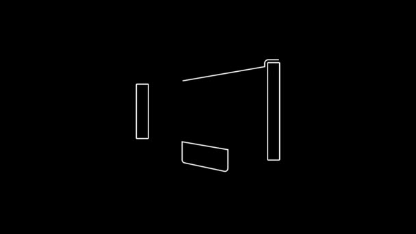 Иконка Мегафона Белой Линии Изолирована Черном Фоне Знак Оратора Видеографическая — стоковое видео