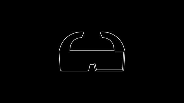 White Line Cinema Glasses Icon Isolated Black Background Video Motion — Stock Video