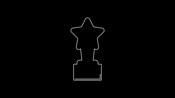 Línea Blanca Icono Trofeo Película Aislado Sobre Fondo Negro Icono — Vídeo de stock