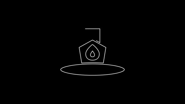 Белая Линия Пожарный Шлем Значок Пожарного Шляпу Изолированы Черном Фоне — стоковое видео
