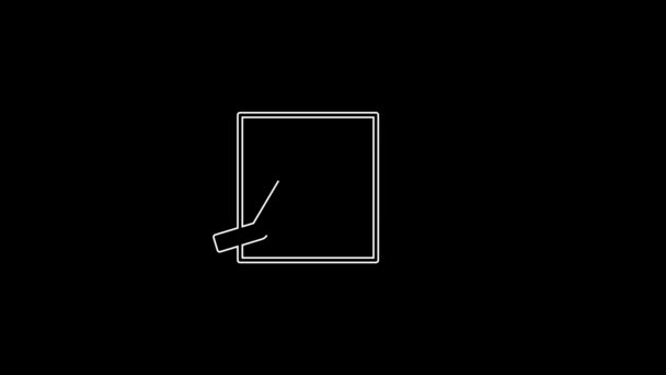 White Line Fire Exit Icon Isolated Black Background Fire Emergency — Stockvideo