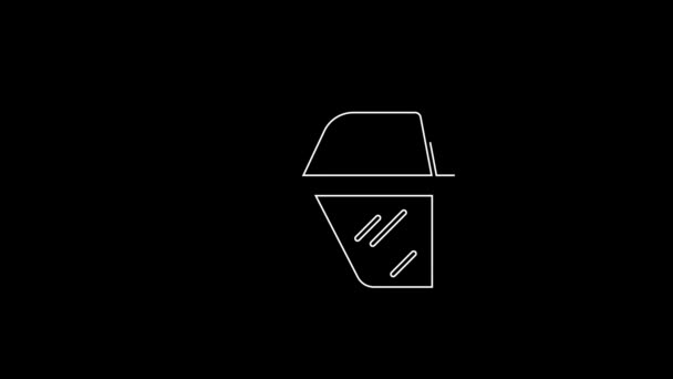 White Line Firefighter Helmet Fireman Hat Icon Isolated Black Background — Stockvideo