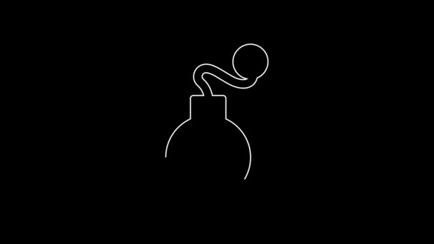 White Line Bomb Ready Explode Icon Isolated Black Background Video — Stock Video