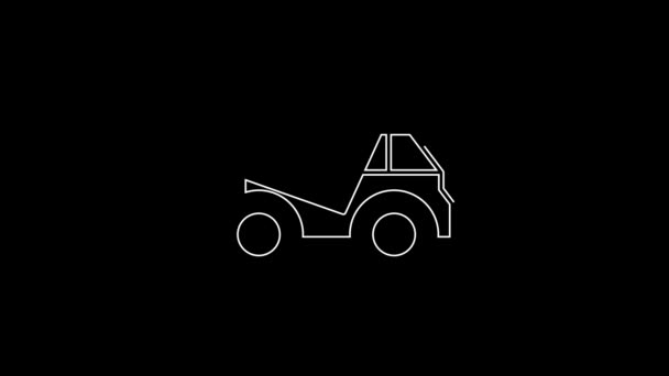 White Line Mining Dump Truck Icon Isolated Black Background Video — Video