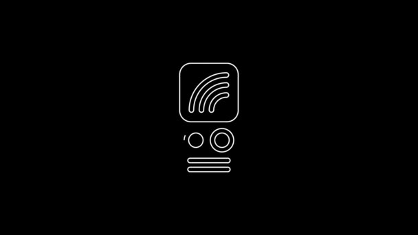 Біла Лінія Walkie Talkie Значок Ізольовані Чорному Тлі Портативна Піктограма — стокове відео