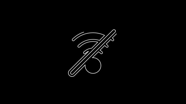 White Line Wireless Internet Network Symbol Icon Isolated Black Background — Vídeos de Stock