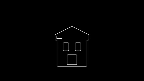 Ligne Blanche Smart Home Avec Icône Isolée Sur Fond Noir — Video