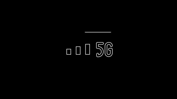 Иконка Нового Беспроводного Беспроводного Доступа Интернет Белой Линии Выделена Черном — стоковое видео