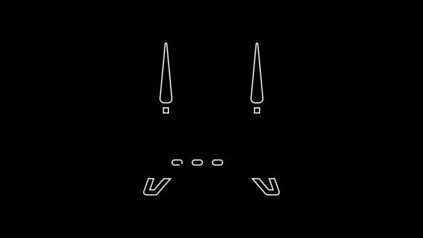 White Line Router Signal Icon Isolated Black Background Wireless Ethernet — Stock Video