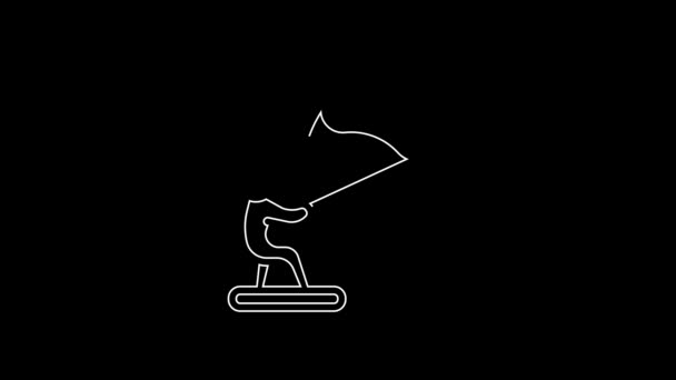 White Line Kitesurfing Icon Isolated Black Background Video Motion Graphic — Stock video