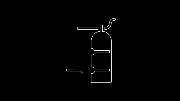 White Line Aqualung Icon Isolated Black Background Oxygen Tank Diver — Stock Video