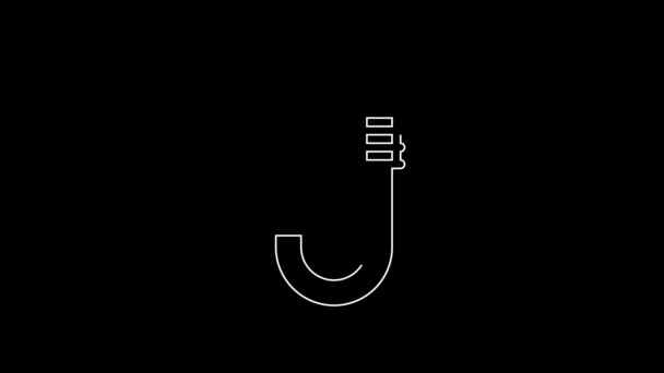 白い線黒の背景に隔離されたシュノーケルアイコン 潜水水中機器 4Kビデオモーショングラフィックアニメーション — ストック動画