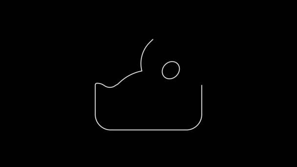 White Line Swimmer Athlete Icon Isolated Black Background Video Motion — ストック動画