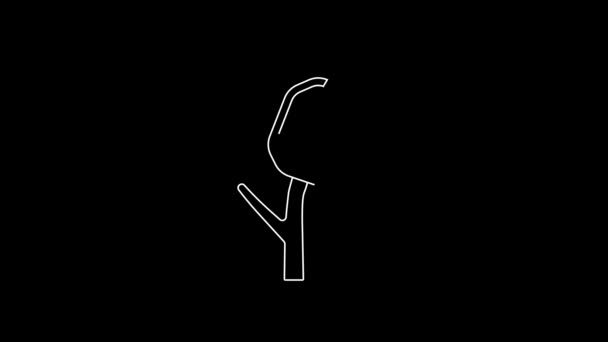 White Line Marshmallow Stick Icon Isolated Black Background Video Motion — Stok Video