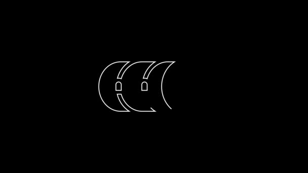 White Line Blanket Roll Icon Isolated Black Background Camping Roll — ストック動画