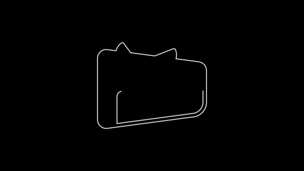 White Line Homemade Fruit Pie Icon Isolated Black Background Video — 비디오