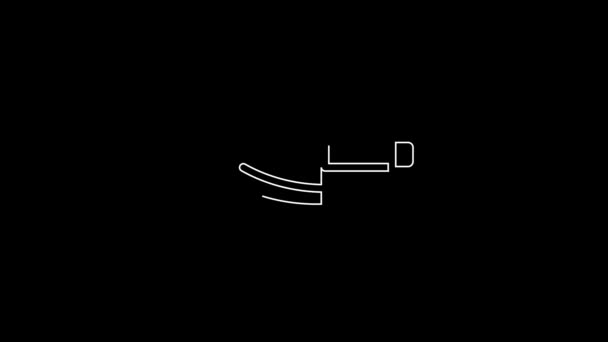 白线刀图标孤立在黑色背景 餐具的象征 4K视频运动图形动画 — 图库视频影像