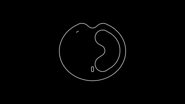 White Line Tomato Icon Isolated Black Background Video Motion Graphic — Wideo stockowe