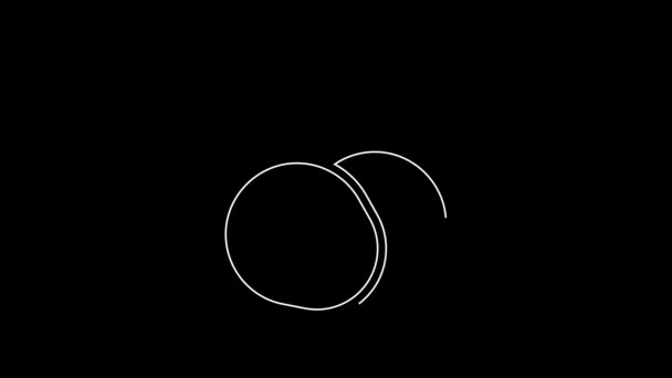 White Line Mango Fruit Icon Isolated Black Background Video Motion — Videoclip de stoc