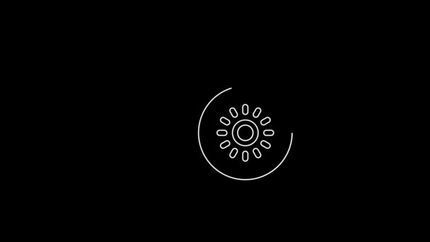 Белая Линия Kiwi Фрукты Иконка Изолированы Черном Фоне Видеографическая Анимация — стоковое видео