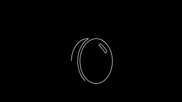 White Line Plum Fruit Icon Isolated Black Background Video Motion — Stok video