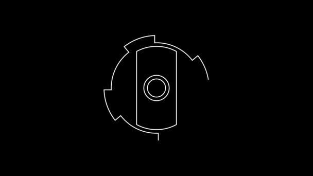 White Line Shield Viking Icon Isolated Black Background Wooden Shield — Stockvideo