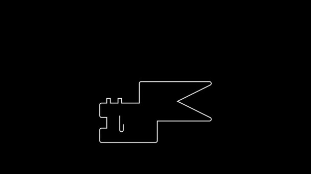 Белая Линия Средневековое Копье Значок Изолирован Черном Фоне Средневековое Оружие — стоковое видео