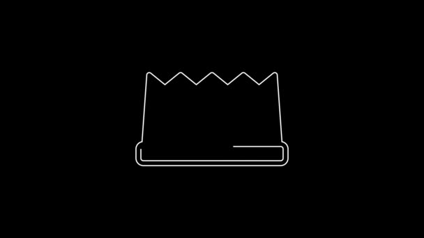 White Line King Crown Icon Isolated Black Background Video Motion — Vídeo de Stock