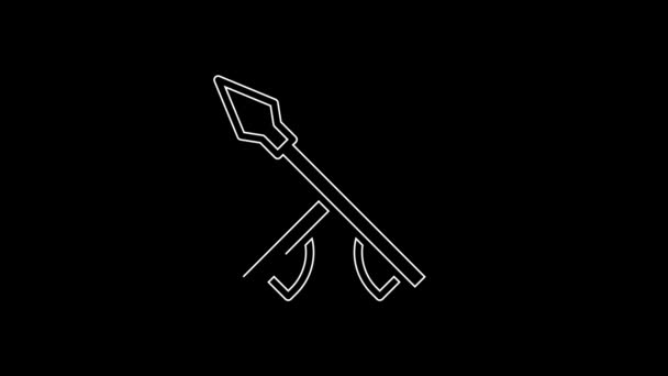 White Line Medieval Arrows Icon Isolated Black Background Medieval Weapon — 图库视频影像