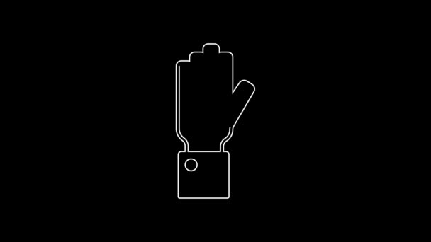 White Line Hand Holding Auction Icon Isolated Black Background Bidding — Stock video