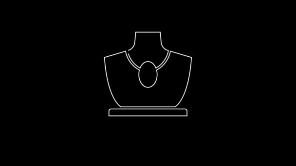 Біла Лінія Значок Продажу Ювелірних Виробів Аукціоні Ізольовано Чорному Тлі — стокове відео