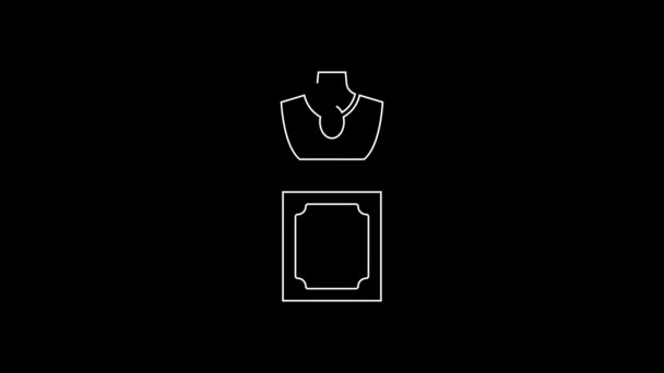 White Line Auction Jewelry Sale Icon Isolated Black Background Auction — 图库视频影像