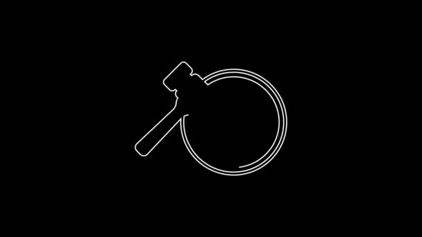 White Line Auction Hammer Icon Isolated Black Background Gavel Hammer — Vídeos de Stock