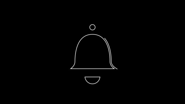 White Line Church Bell Icon Isolated Black Background Alarm Symbol — Vídeo de stock