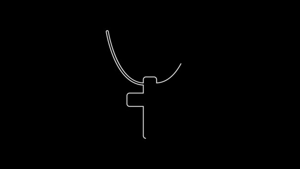 Weiße Linie Christliches Kreuz Auf Kettensymbol Isoliert Auf Schwarzem Hintergrund — Stockvideo