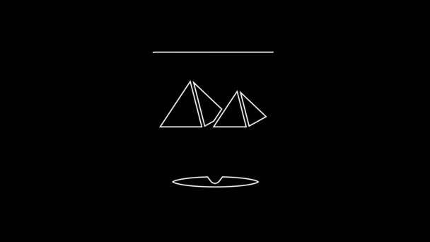 White Line Egypt Pyramids Icon Isolated Black Background Symbol Ancient — Stock Video