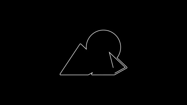 Biała Linia Egipt Piramidy Ikona Izolowane Czarnym Tle Symbol Starożytnego — Wideo stockowe