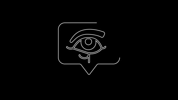 White Line Eye Horus Icon Isolated Black Background Ancient Egyptian — 图库视频影像