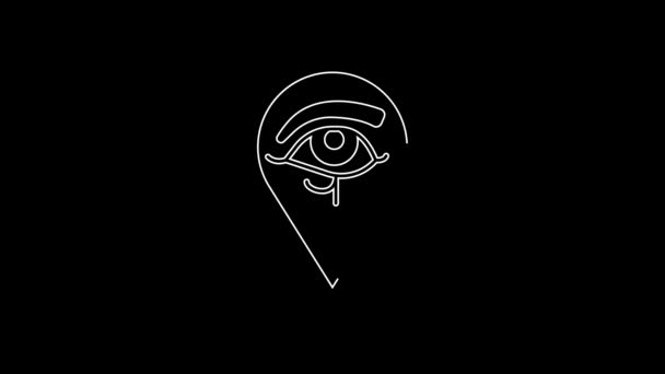 White Line Eye Horus Icon Isolated Black Background Ancient Egyptian — Stok video