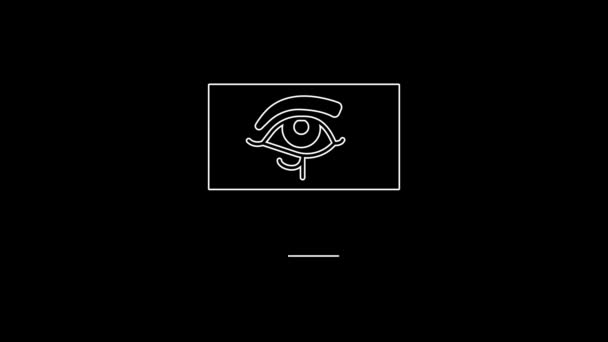 White Line Eye Horus Monitor Icon Isolated Black Background Ancient — ストック動画