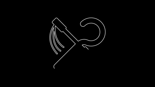 White Line Crook Flail Icon Isolated Black Background Ancient Egypt — Video