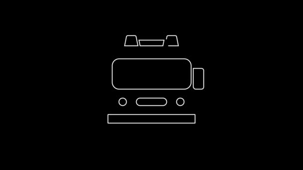 White Line Fire Truck Icon Isolated Black Background Fire Engine — Video Stock