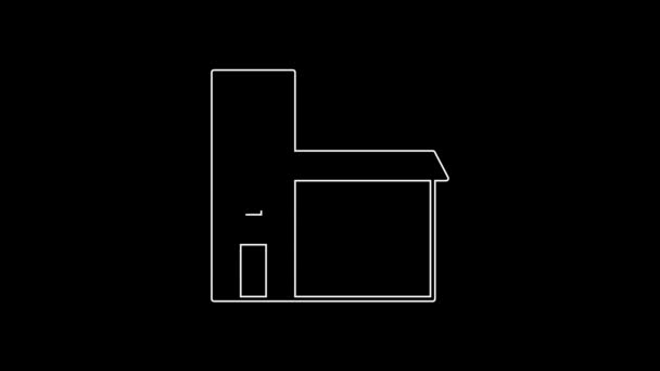 Белое Строение Значок Пожарной Станции Изолирован Черном Фоне Пожарные Здания — стоковое видео