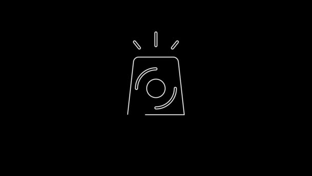 Иконка Сирены Белой Линии Изолирована Черном Фоне Аварийная Сирена Видеографическая — стоковое видео